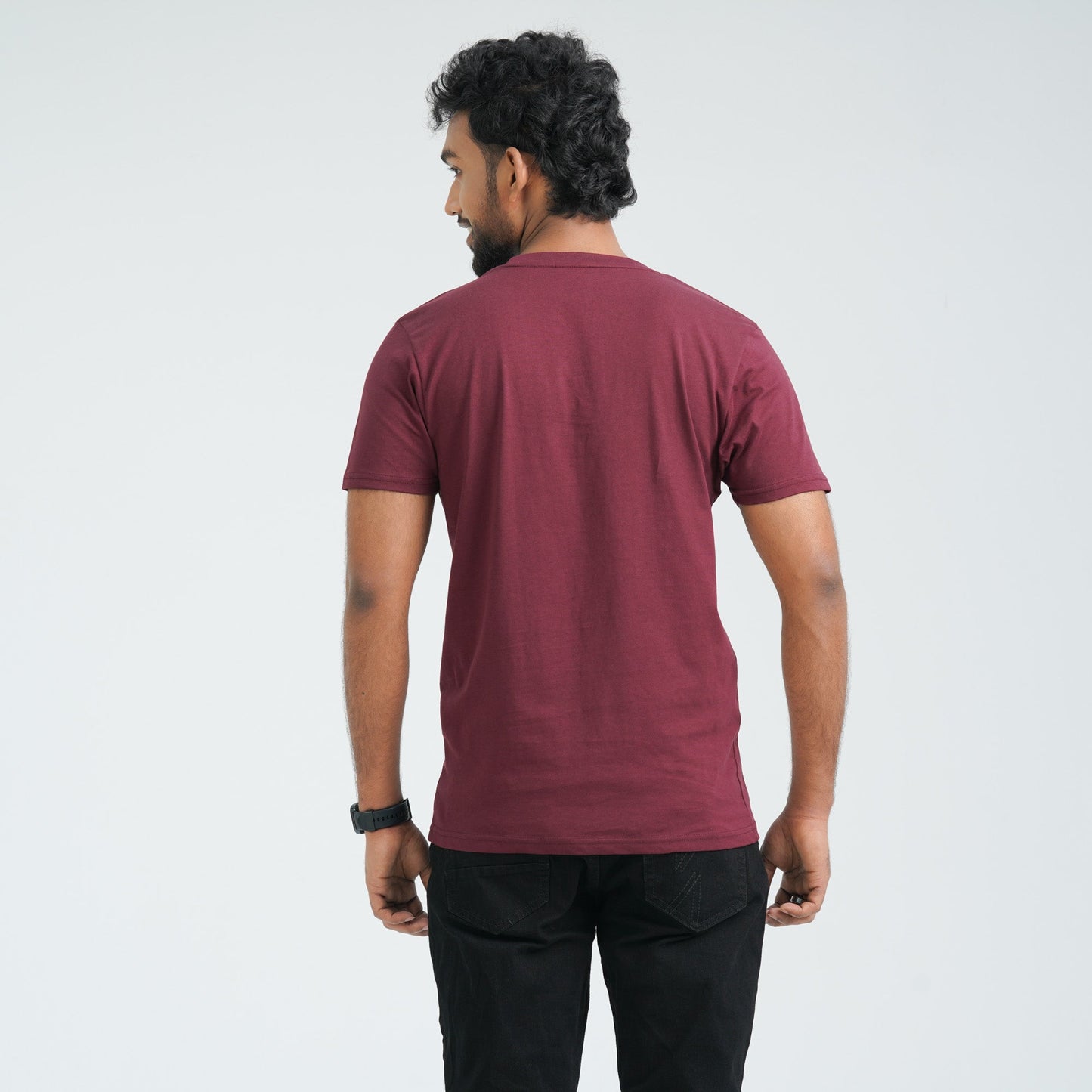 Men's Maroon Cotton T-Shirt