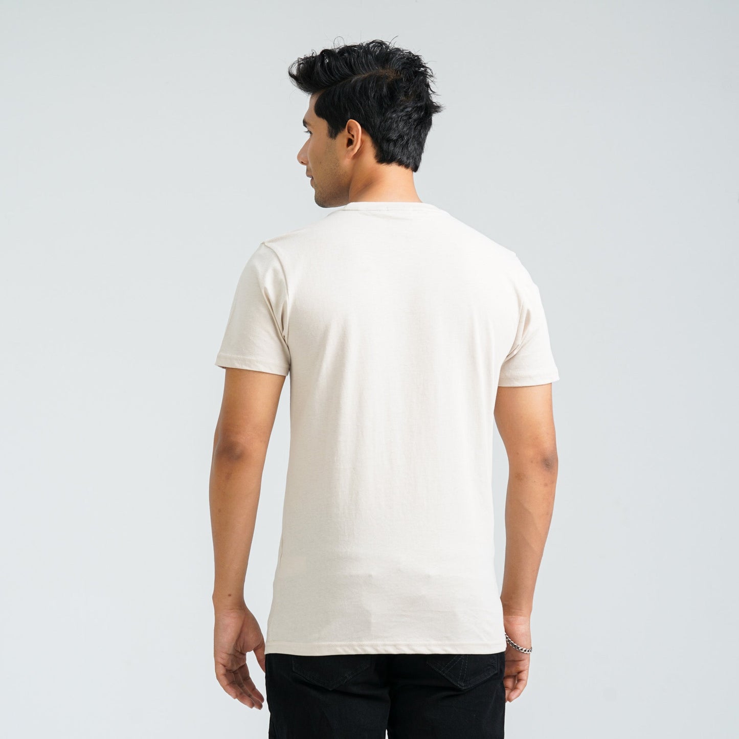 Men's Beige Cotton T-Shirt
