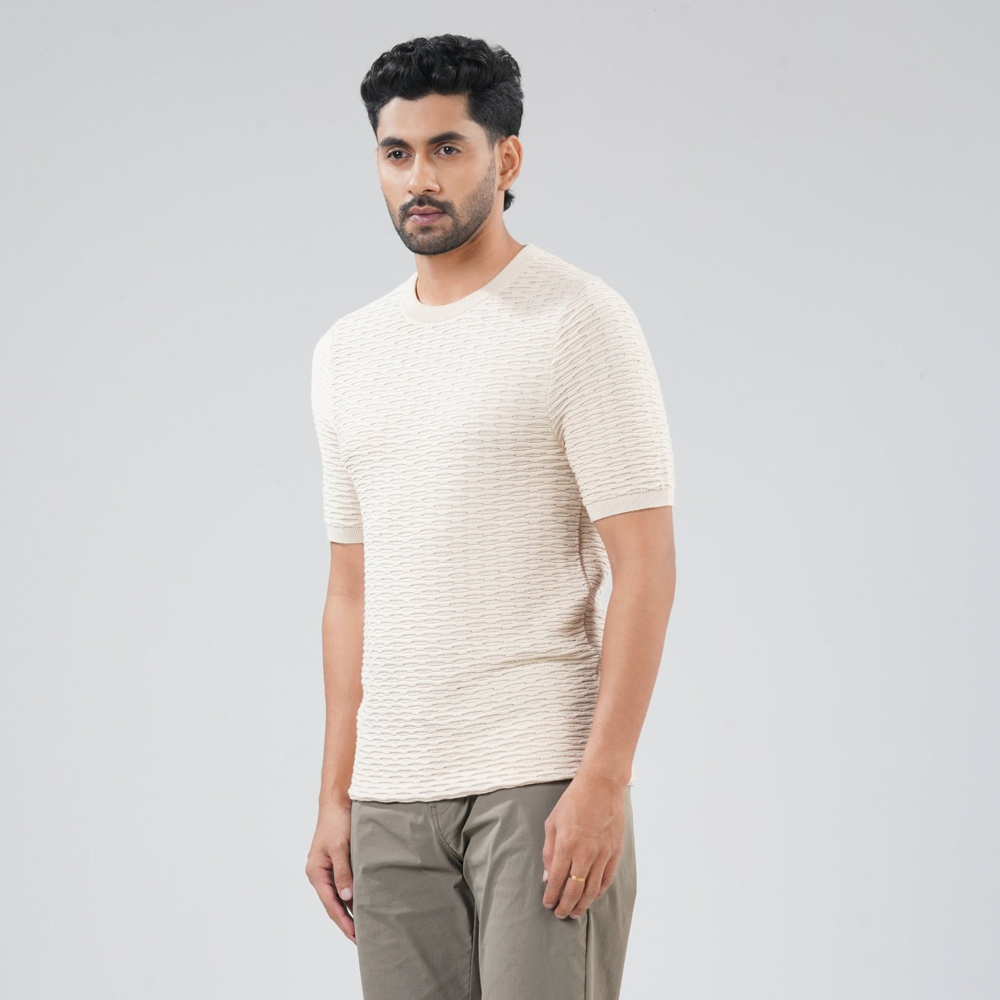 Men's Light Beige Sweater T-Shirt