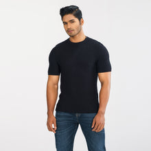 Load image into Gallery viewer, Men’s Black Textured Sweater T-Shirt
