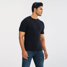 Load image into Gallery viewer, Men’s Black Textured Sweater T-Shirt
