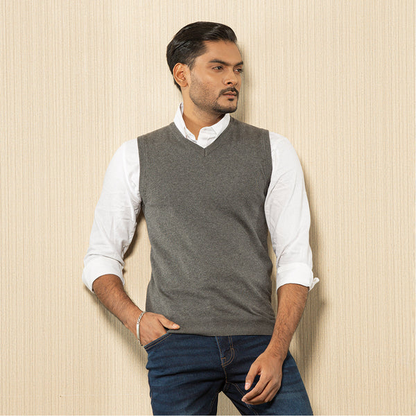 Mens Winter Vest- Grey Melange