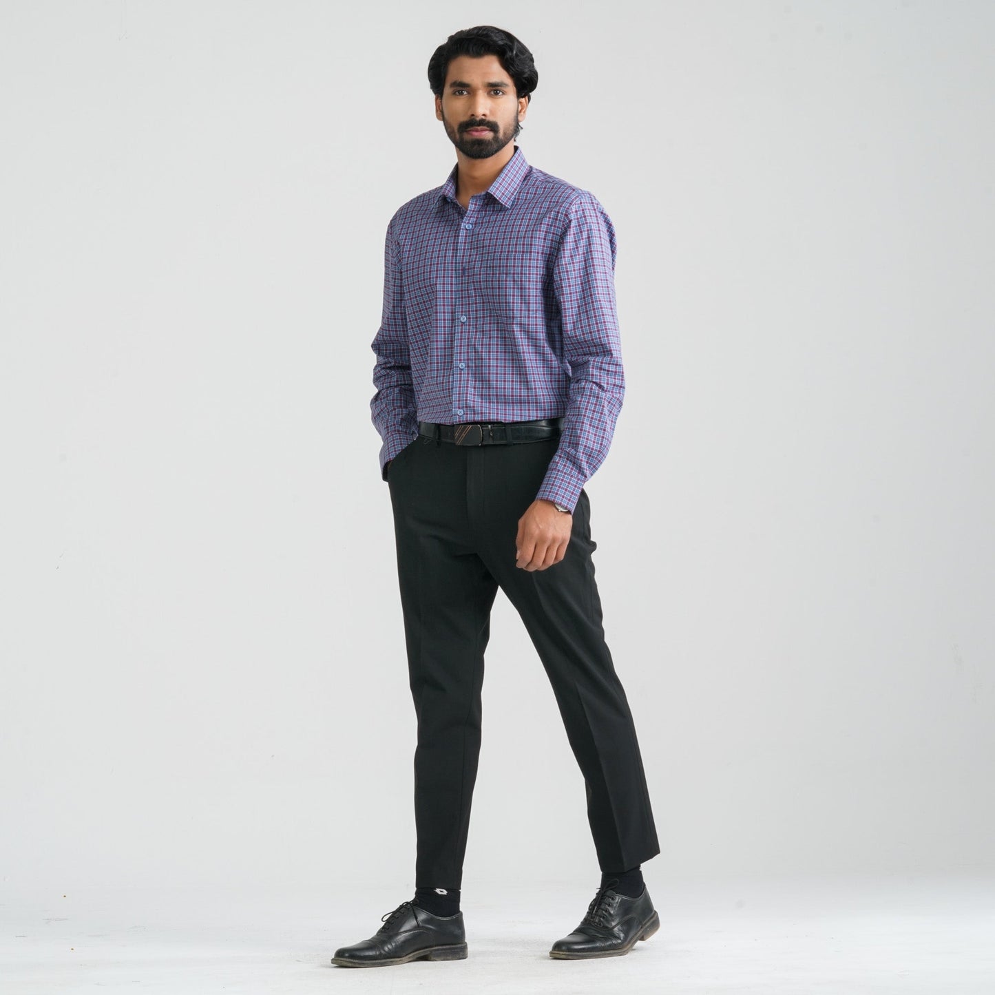 Men's Blue Check Cotton Shirt