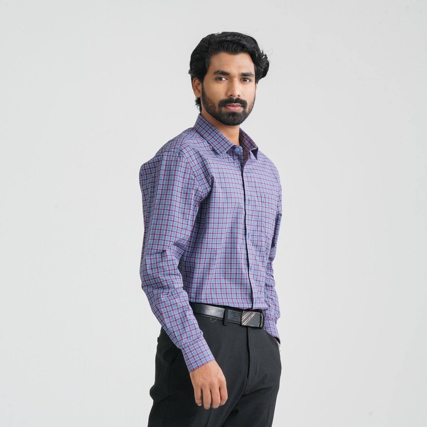 Men's Blue Check Cotton Shirt