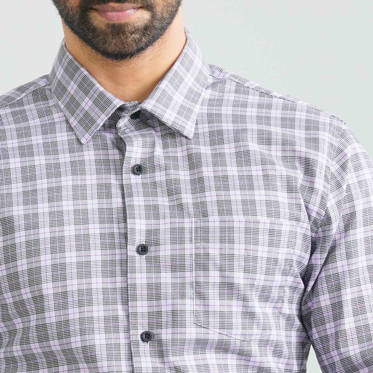 Men's Levender Check Cotton Shirt