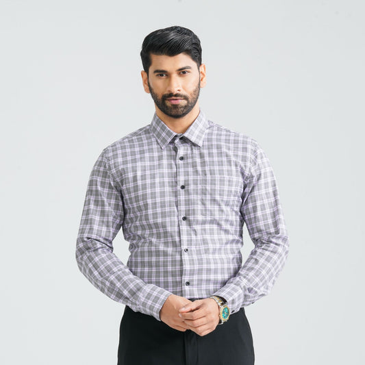 Men's Levender Check Cotton Shirt