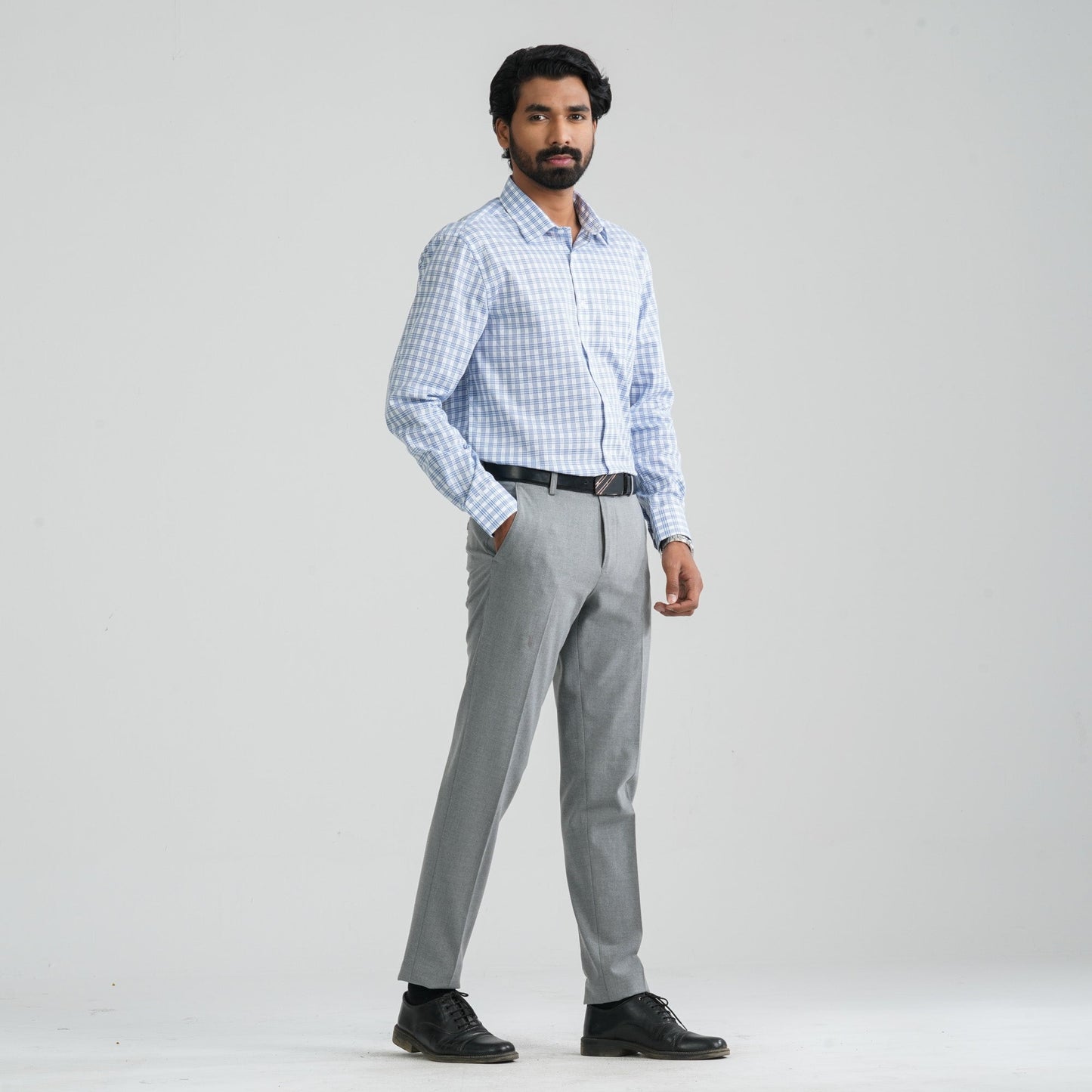 Men's White Check Cotton Shirt