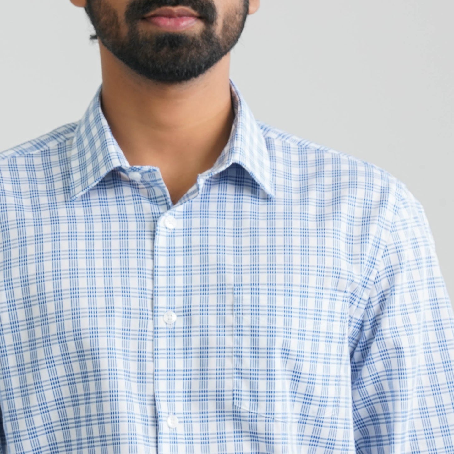 Men's White Check Cotton Shirt