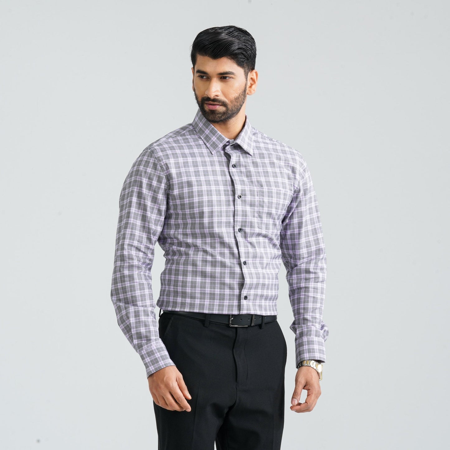 Men's Levender Check Cotton Shirt