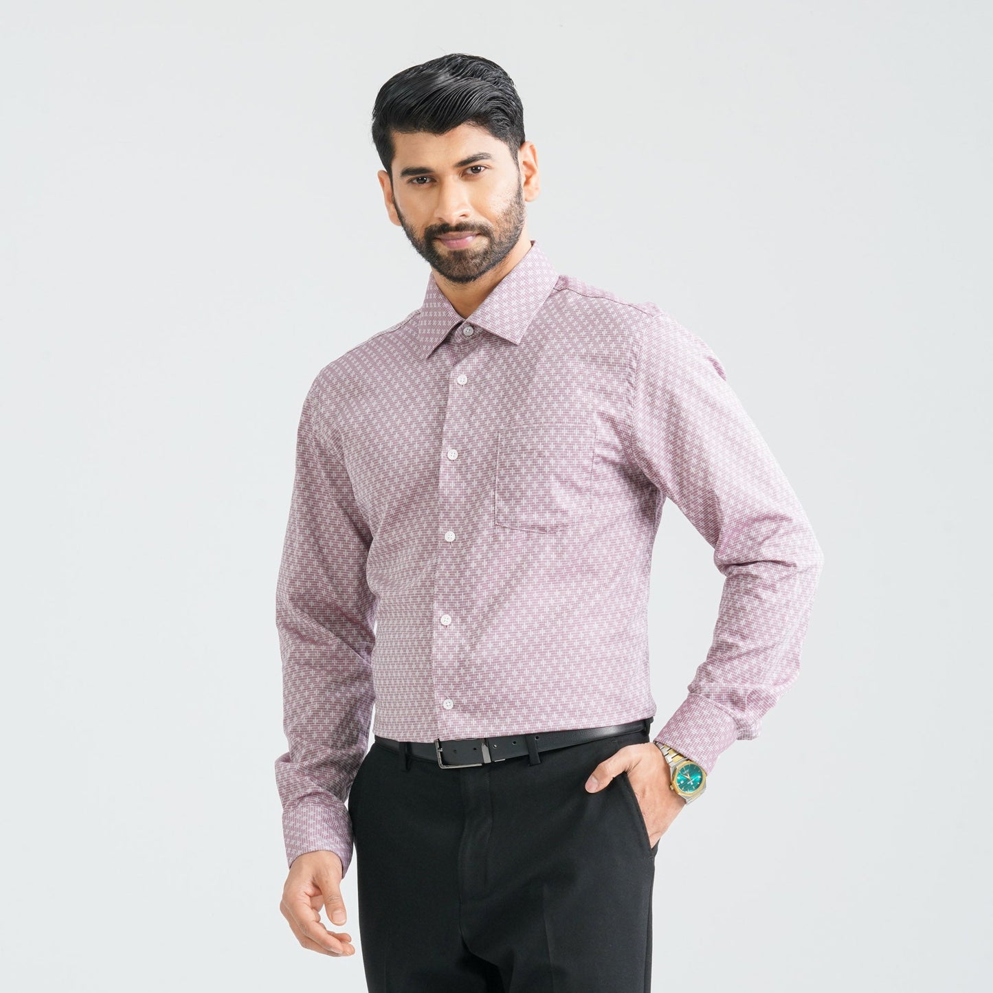 Men's Red Cotton Formal Shirt
