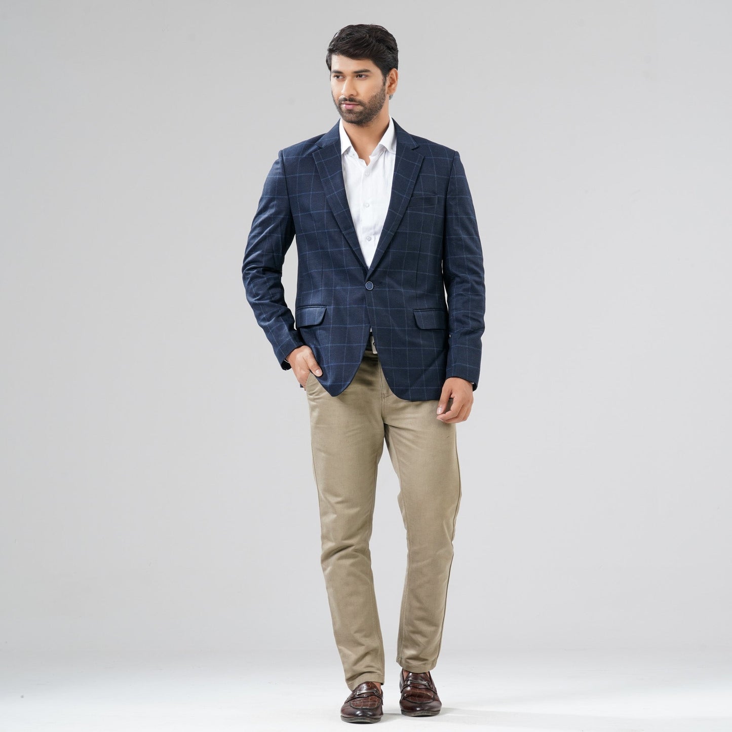 Mens Navy Check Blazer