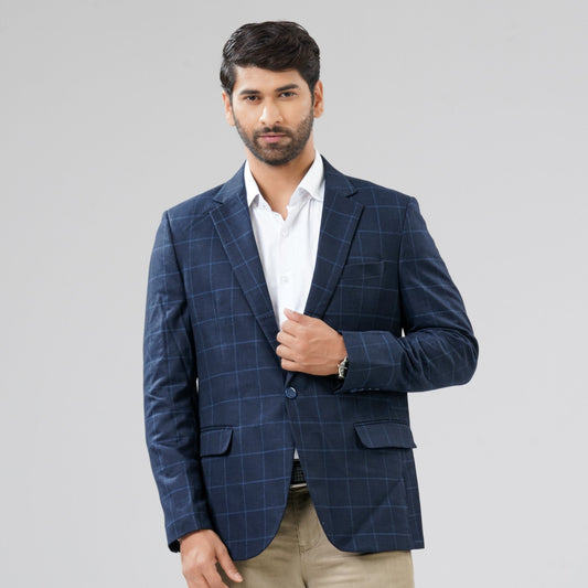 Mens Navy Check Blazer