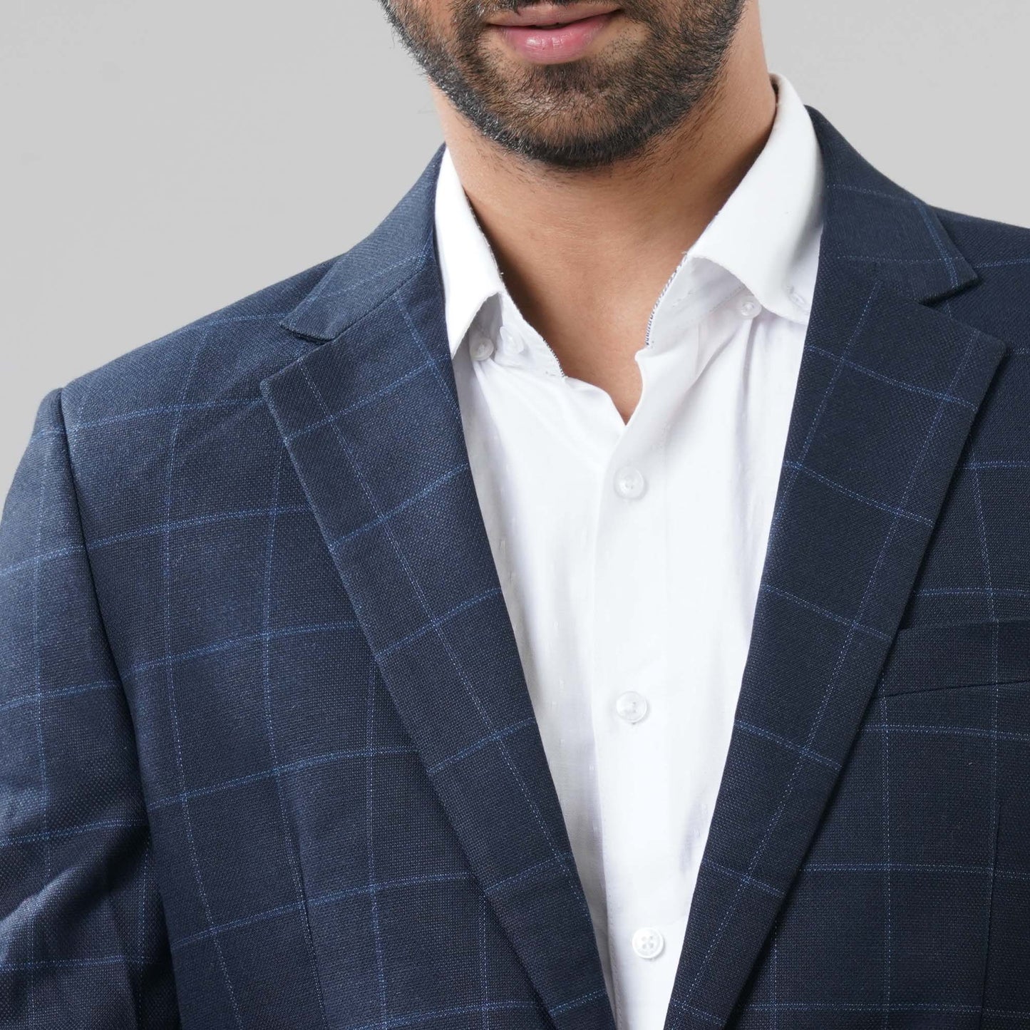 Mens Navy Check Blazer