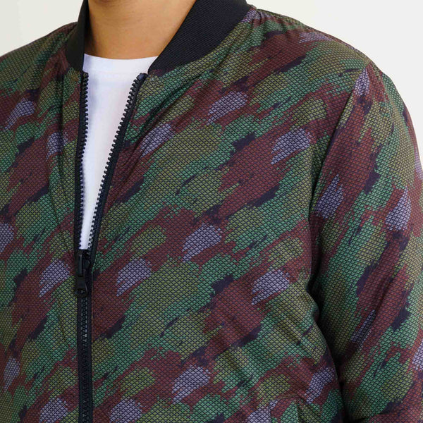 Boy's Olive Printed Bomber Jacket