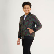 Load image into Gallery viewer, Boy&#39;s Olive Printed Bomber Jacket
