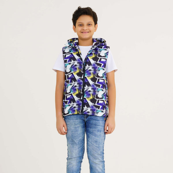 Boy's Blue Printed Husky Jacket