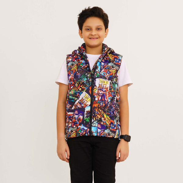 Boys' Red Printed Husky Jacket