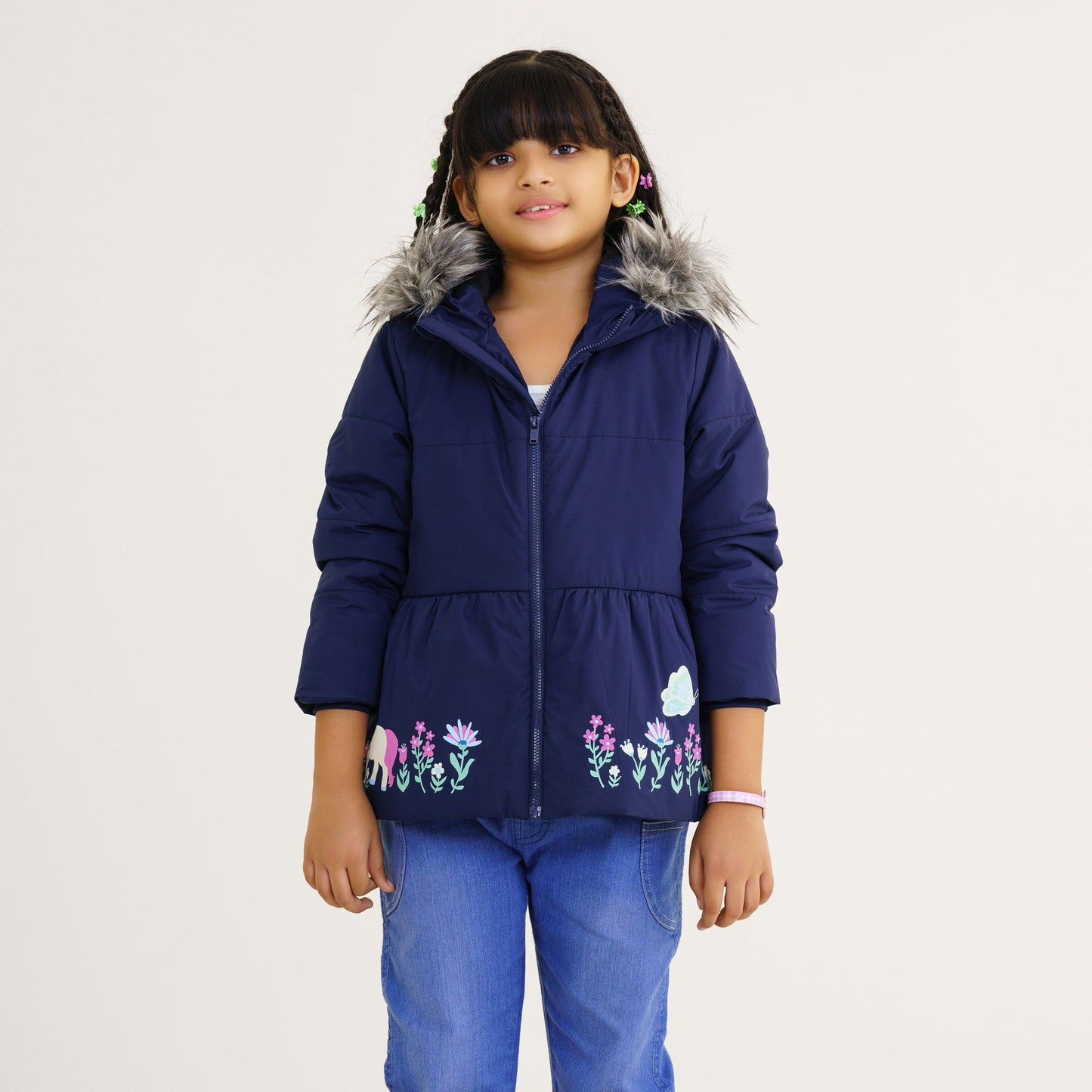 Baby Girls Navy Quilted Jacket