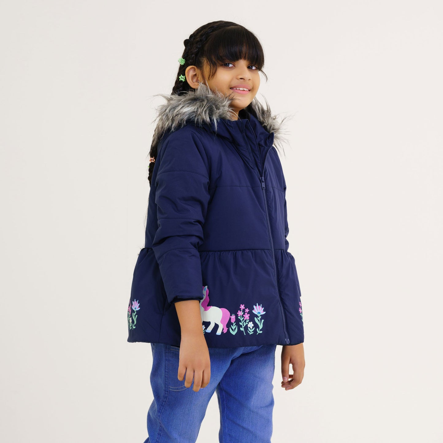 Baby Girls Navy Quilted Jacket