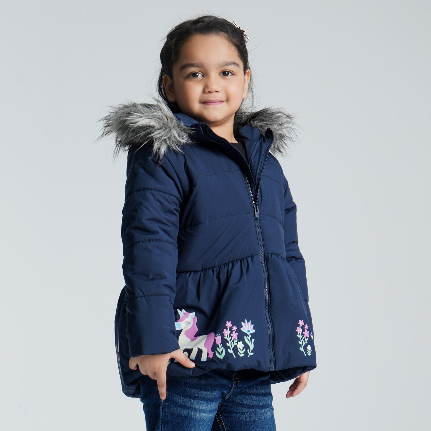 Baby Girl's Navy Quilted Jacket