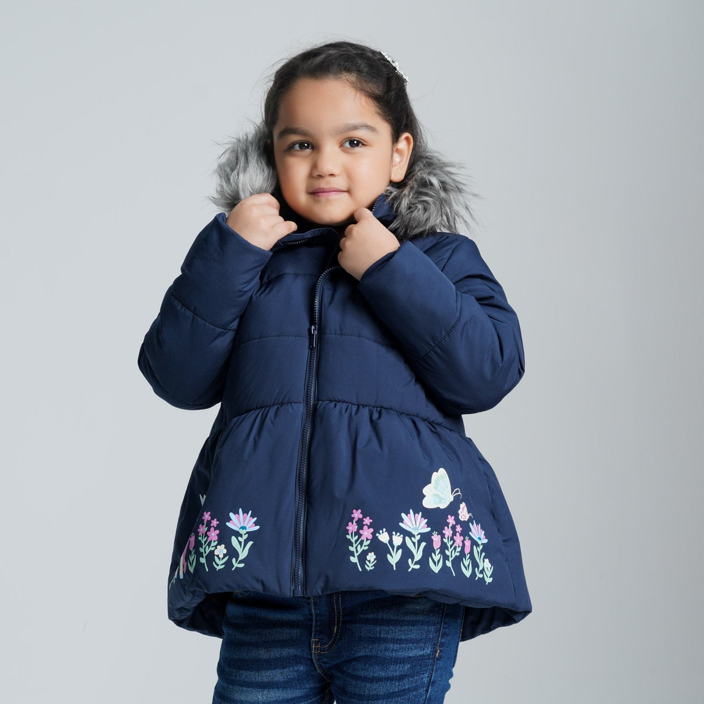 Baby Girl's Navy Quilted Jacket