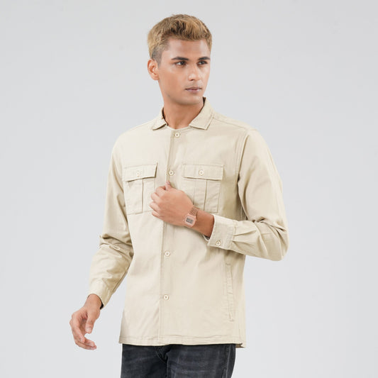 Men's Beige Shacket