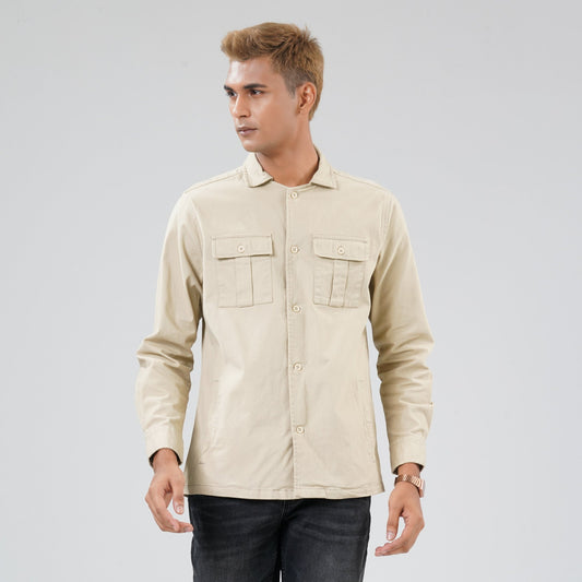 Men's Beige Shacket