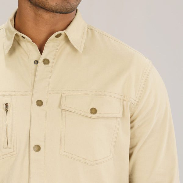 Mens Beige Shacket