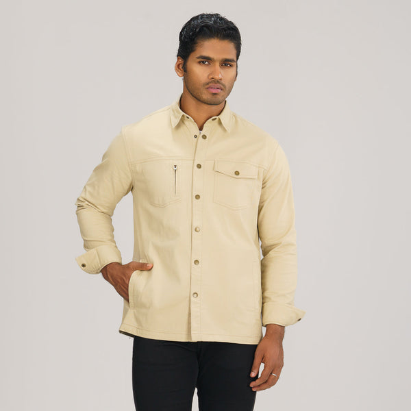 Mens Beige Shacket