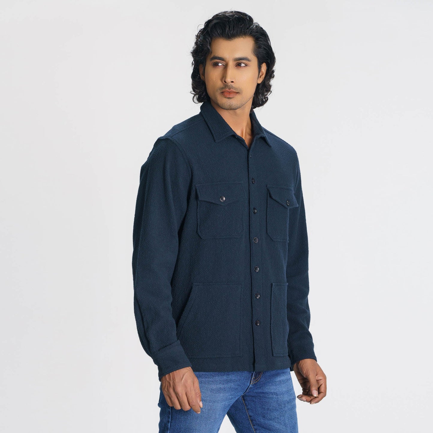 Mens Navy Shacket