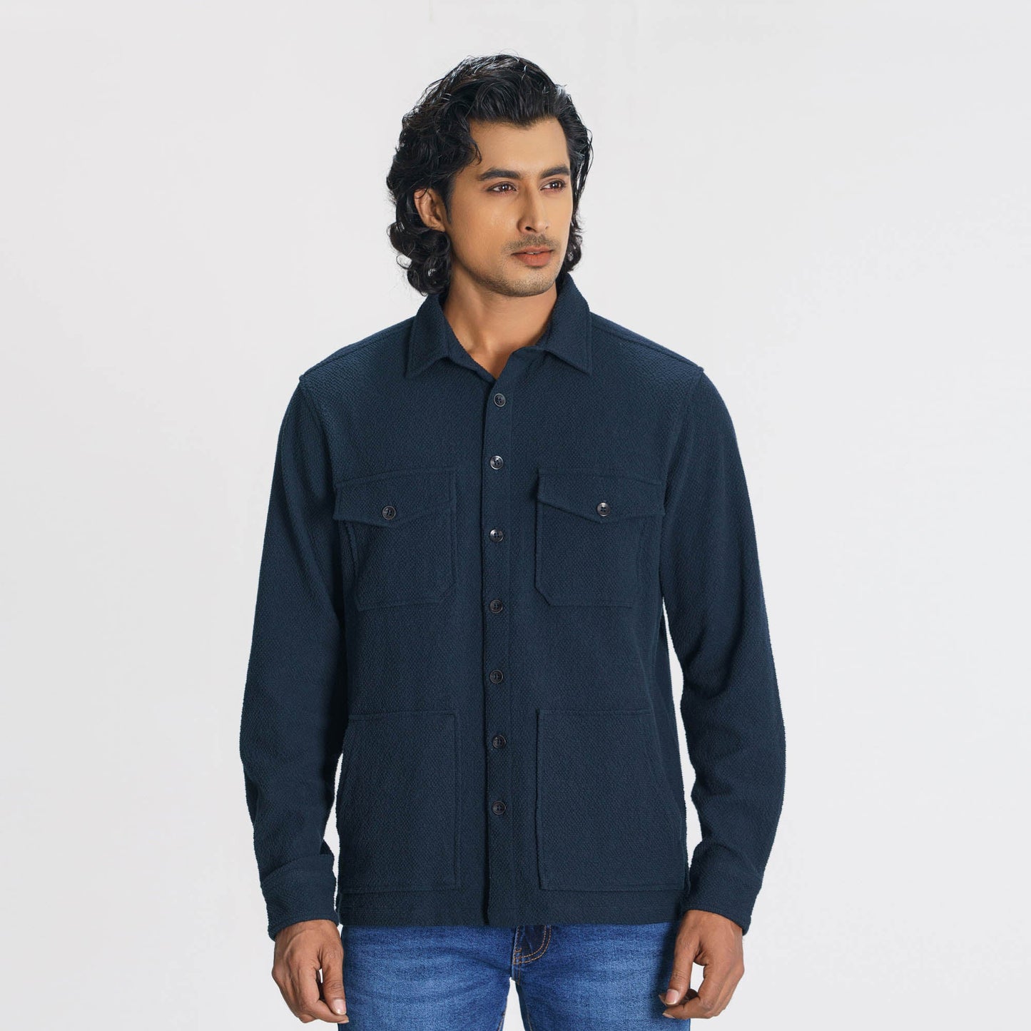 Mens Navy Shacket