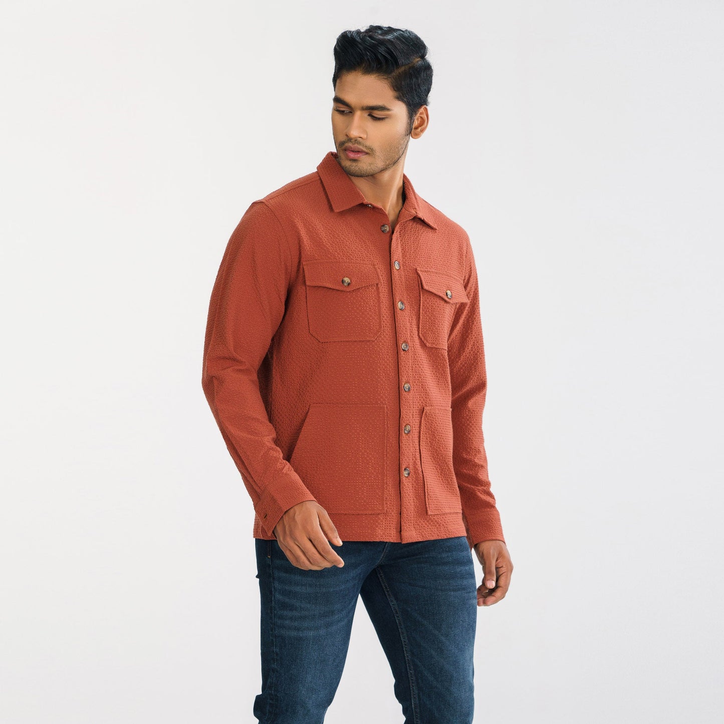 Mens Orange Shacket