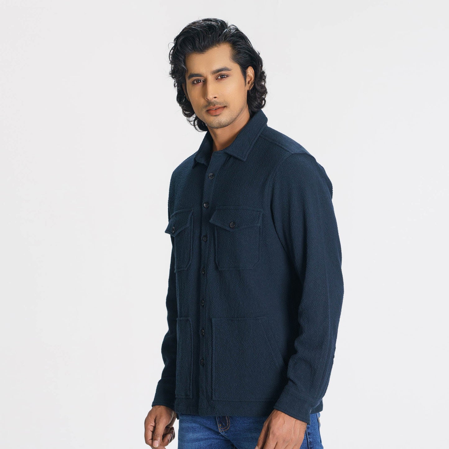 Mens Navy Shacket