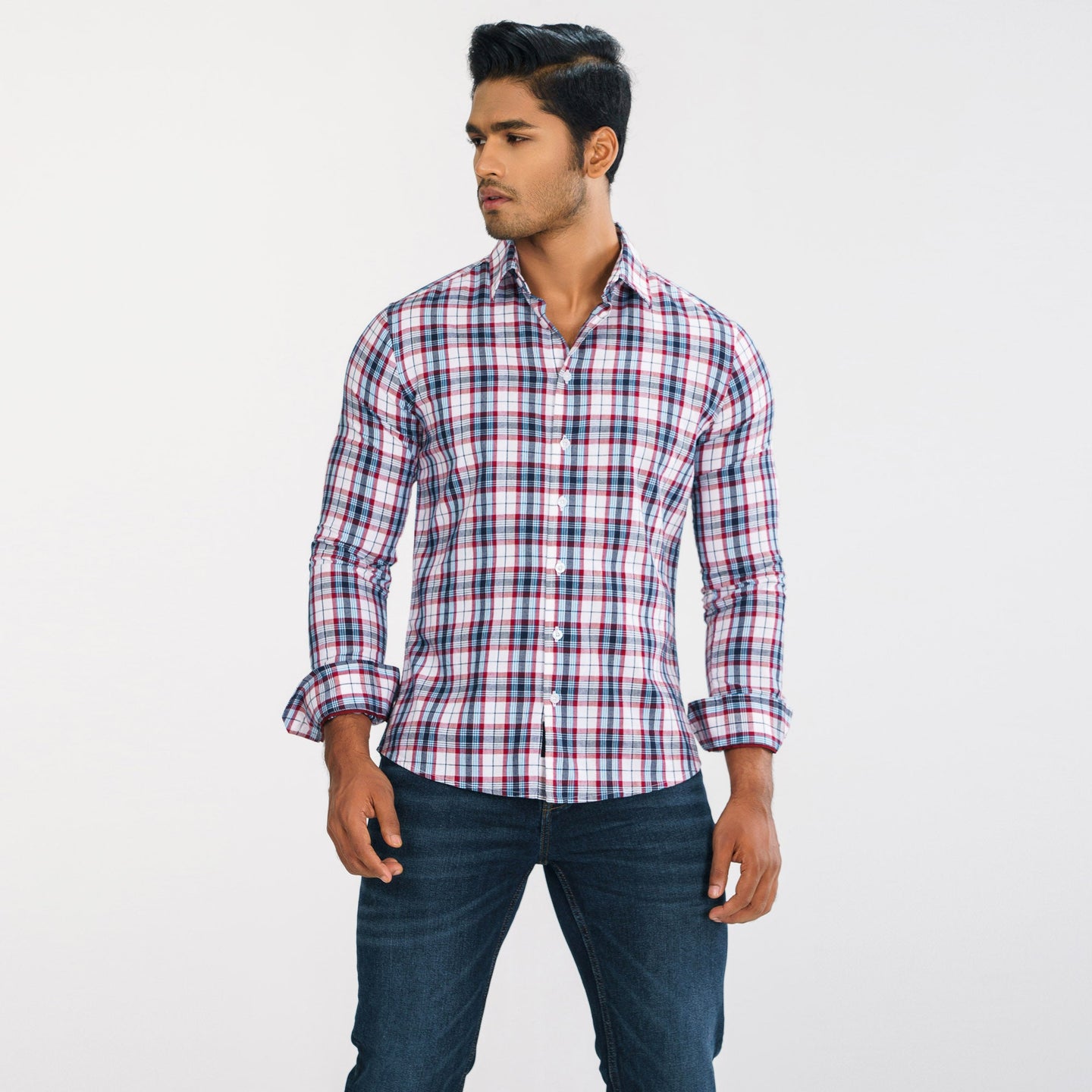 Men Red Check Shirt