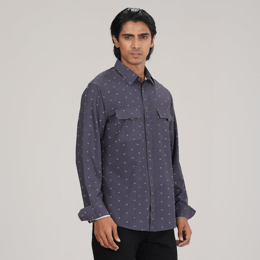 Mens Aop Black L/S Shirt