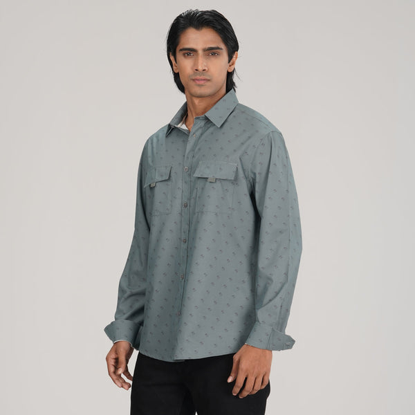 MENS L/S SHIRT-AOP GREEN