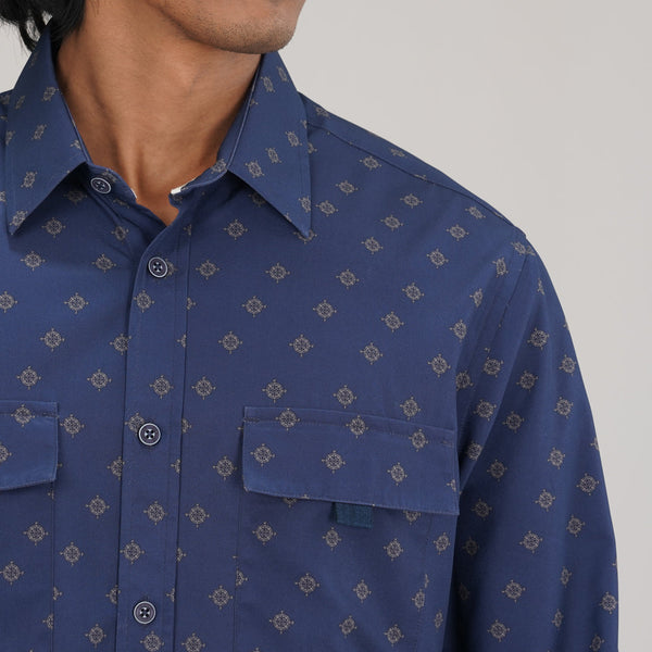 MENS L/S SHIRT-AOP BLUE