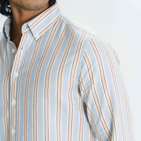 Men's Blue & Cream Striped Shirt