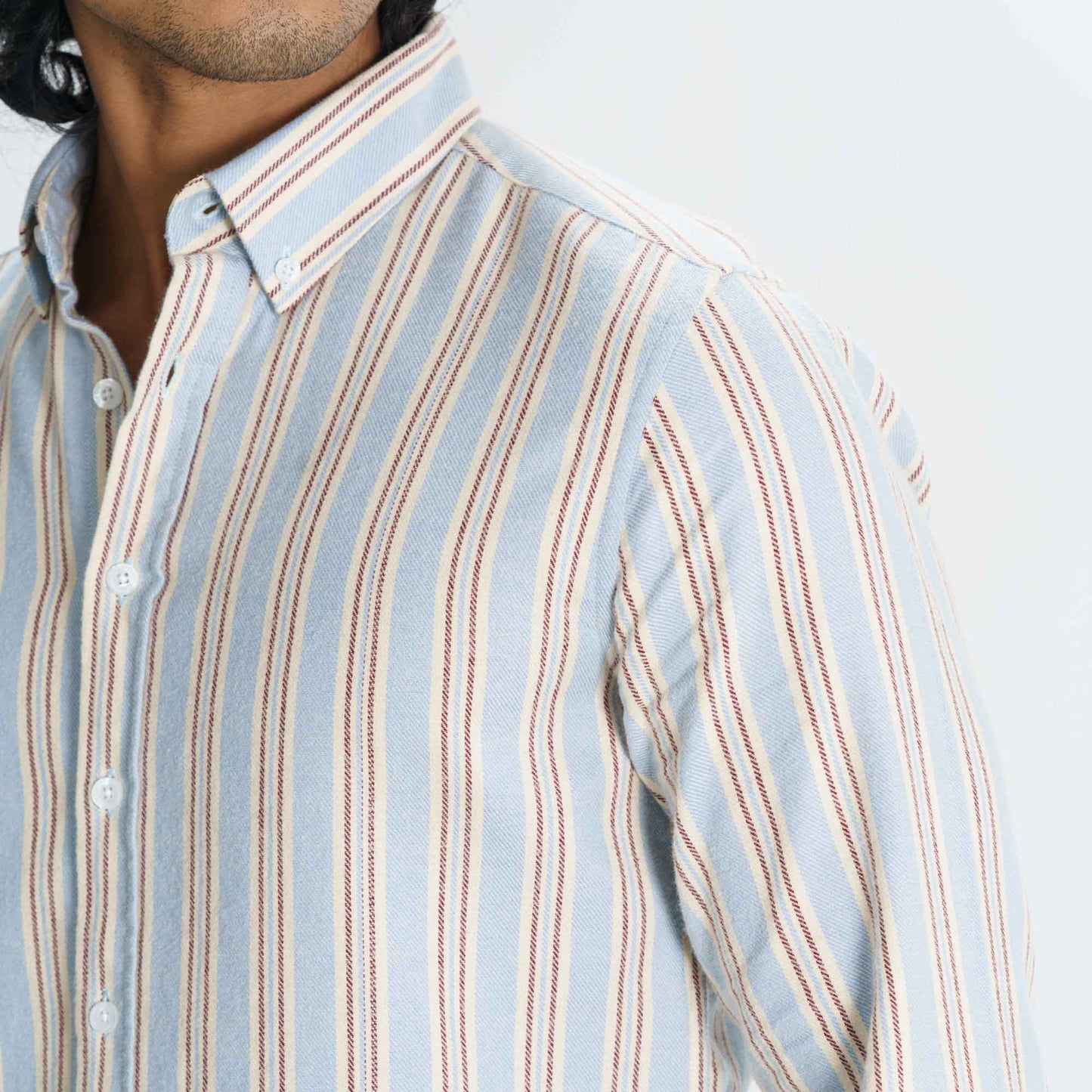 Mens Blue & Cream Striped Shirt