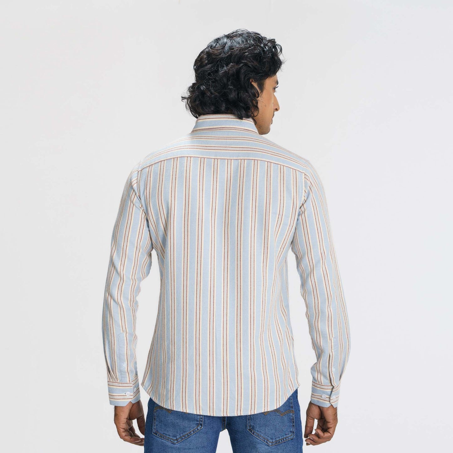 Mens Blue & Cream Striped Shirt