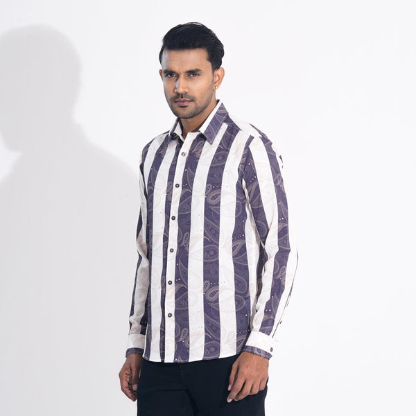 Men brown Stripe Slim Fit Shirt