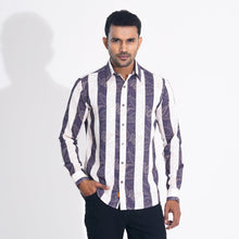 Load image into Gallery viewer, Men brown Stripe Slim Fit Shirt
