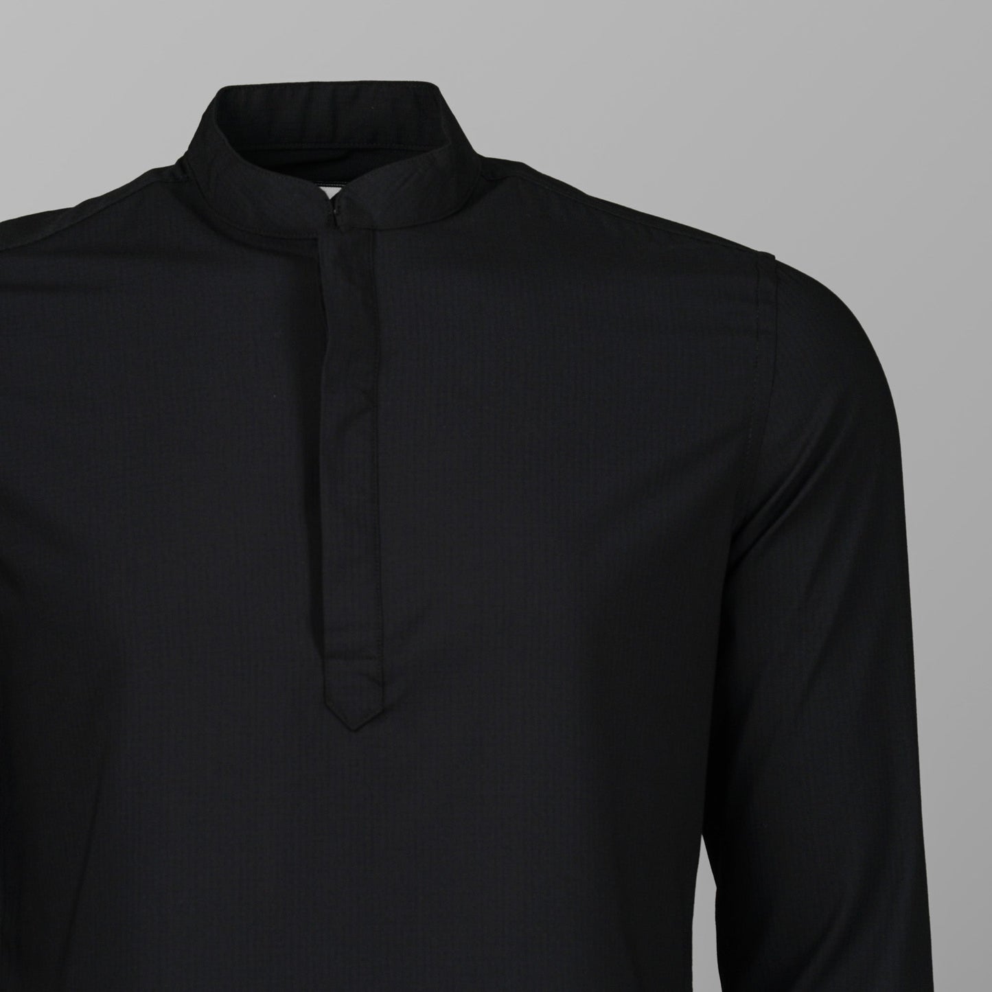 Mens Black Band Collar Shirt