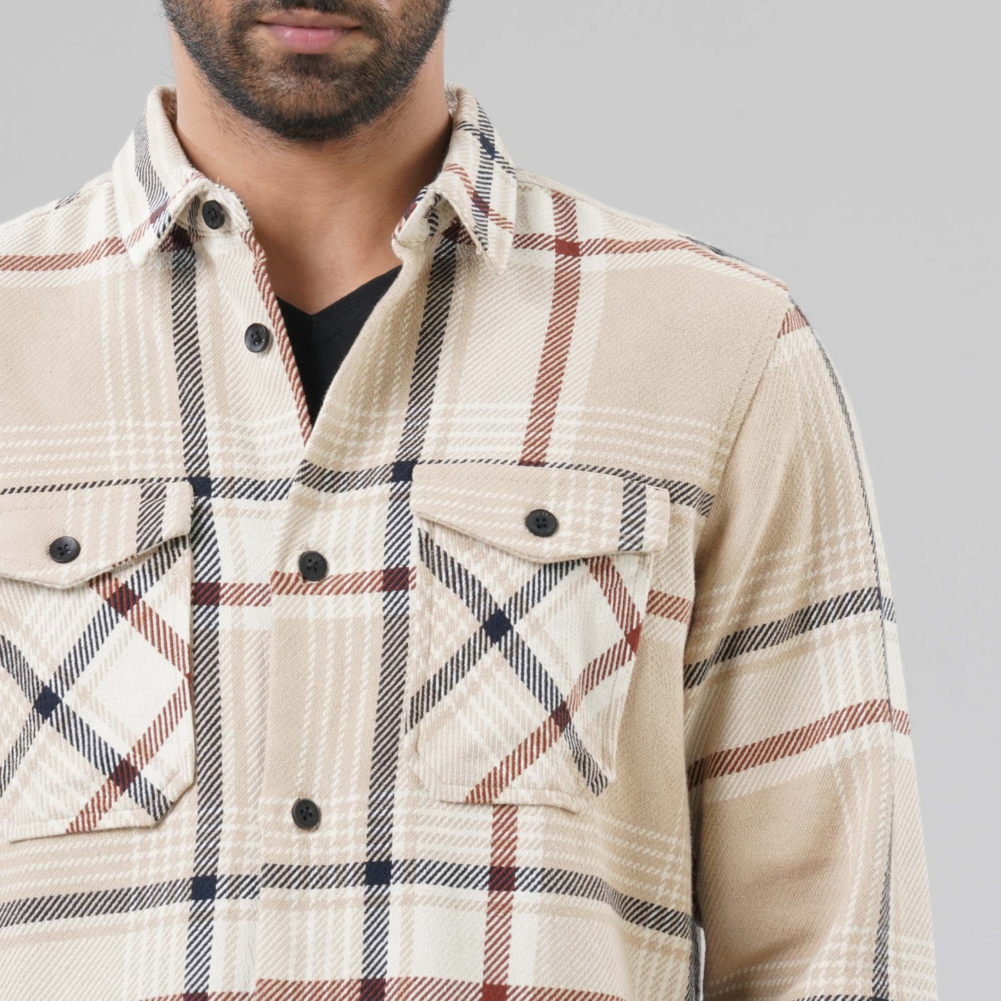 Mens Golden Check Shacket