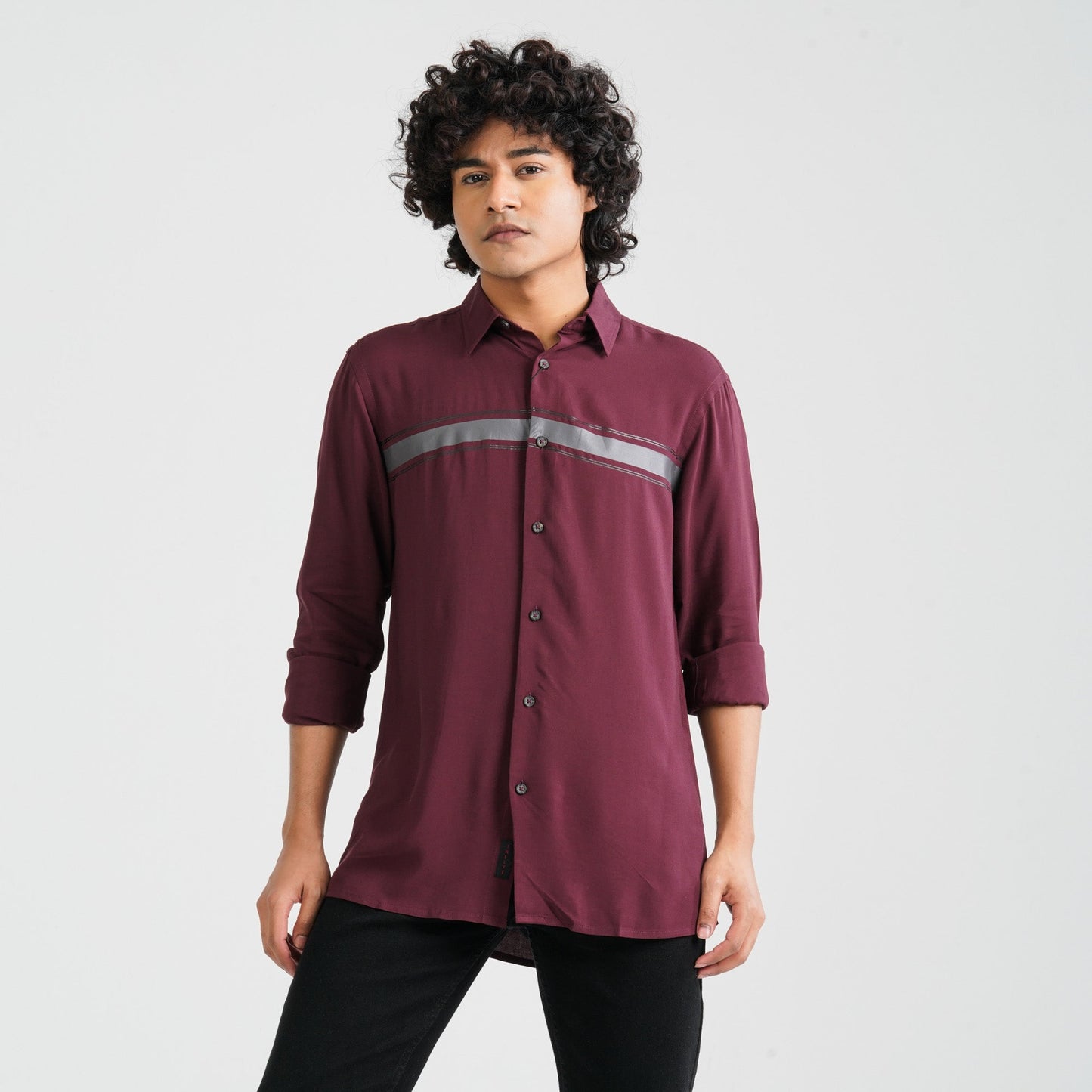 Men Maroon Viscose Casual Shirt