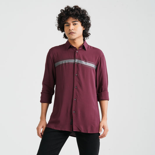 Men Maroon Viscose Casual Shirt