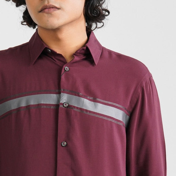 Men Maroon Viscose Casual Shirt