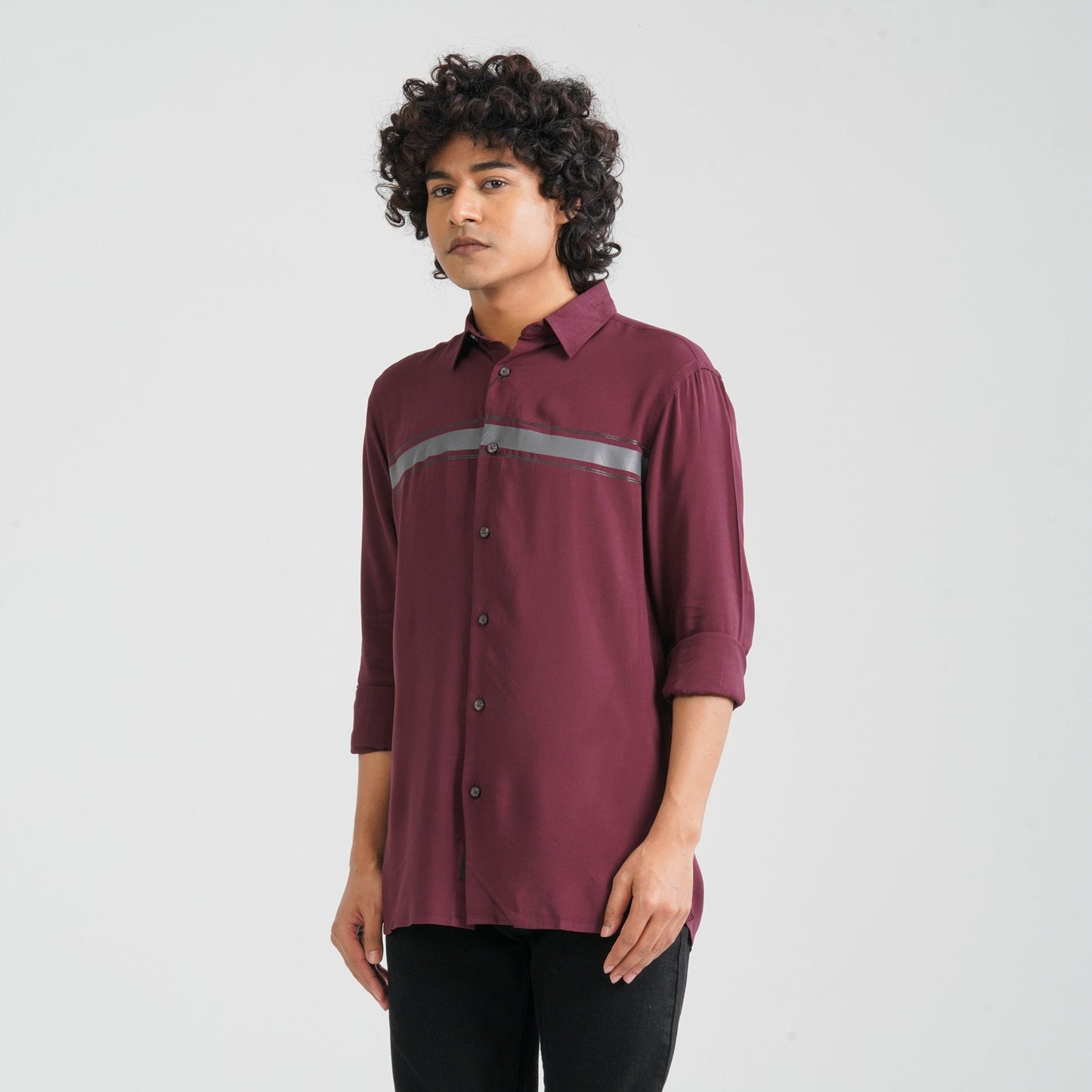 Men Maroon Viscose Casual Shirt