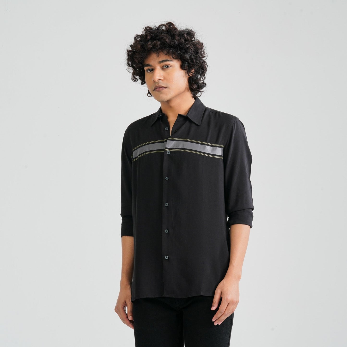 Men Black Viscose Casual Shirt