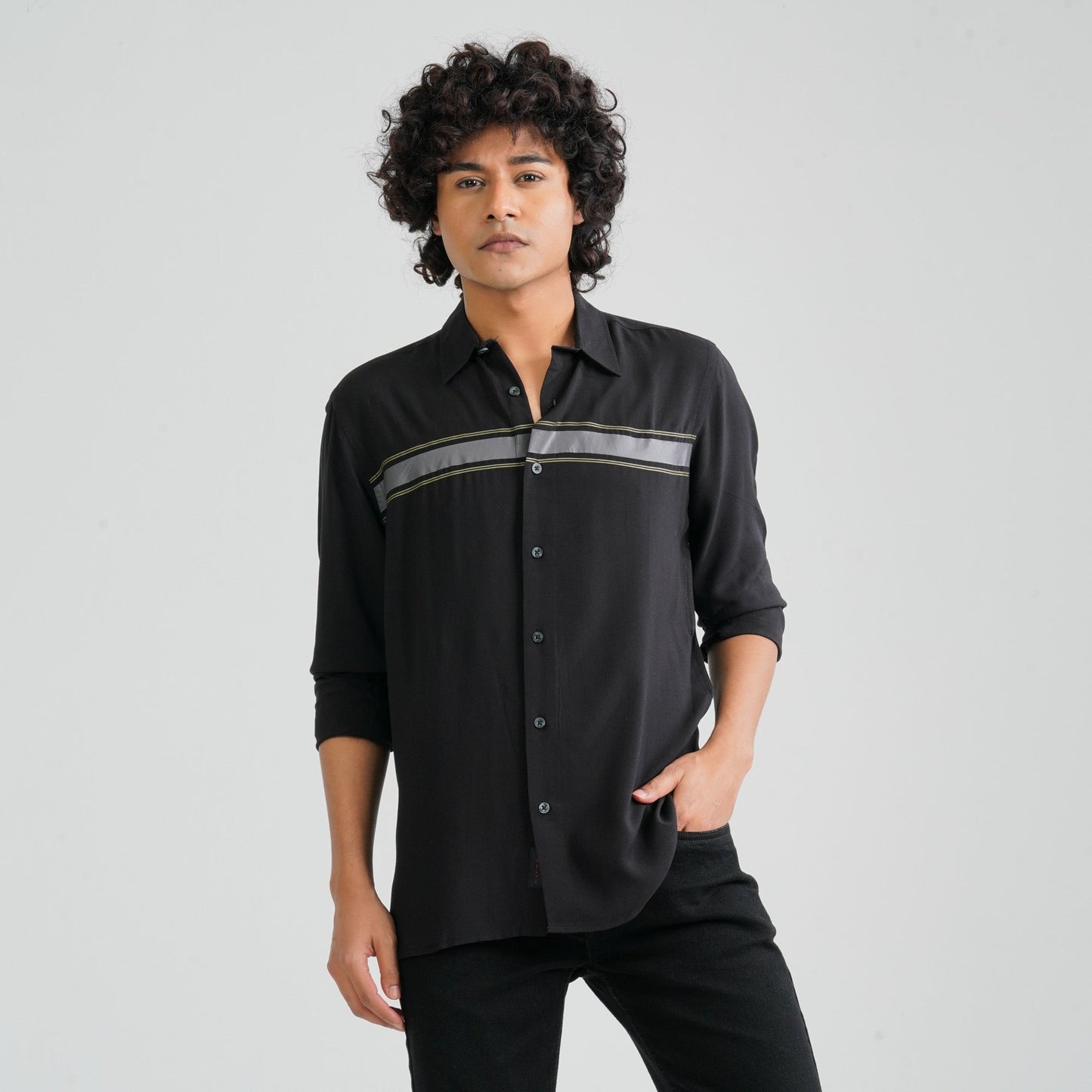 Men Black Viscose Casual Shirt